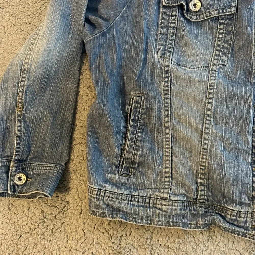 Merona Faded Denim Jean Jacket Womans Size 20/22 W With Pockets outdoorwear - Picture 5 of 15